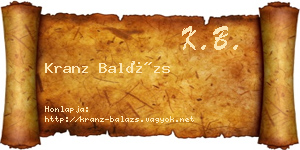 Kranz Balázs névjegykártya